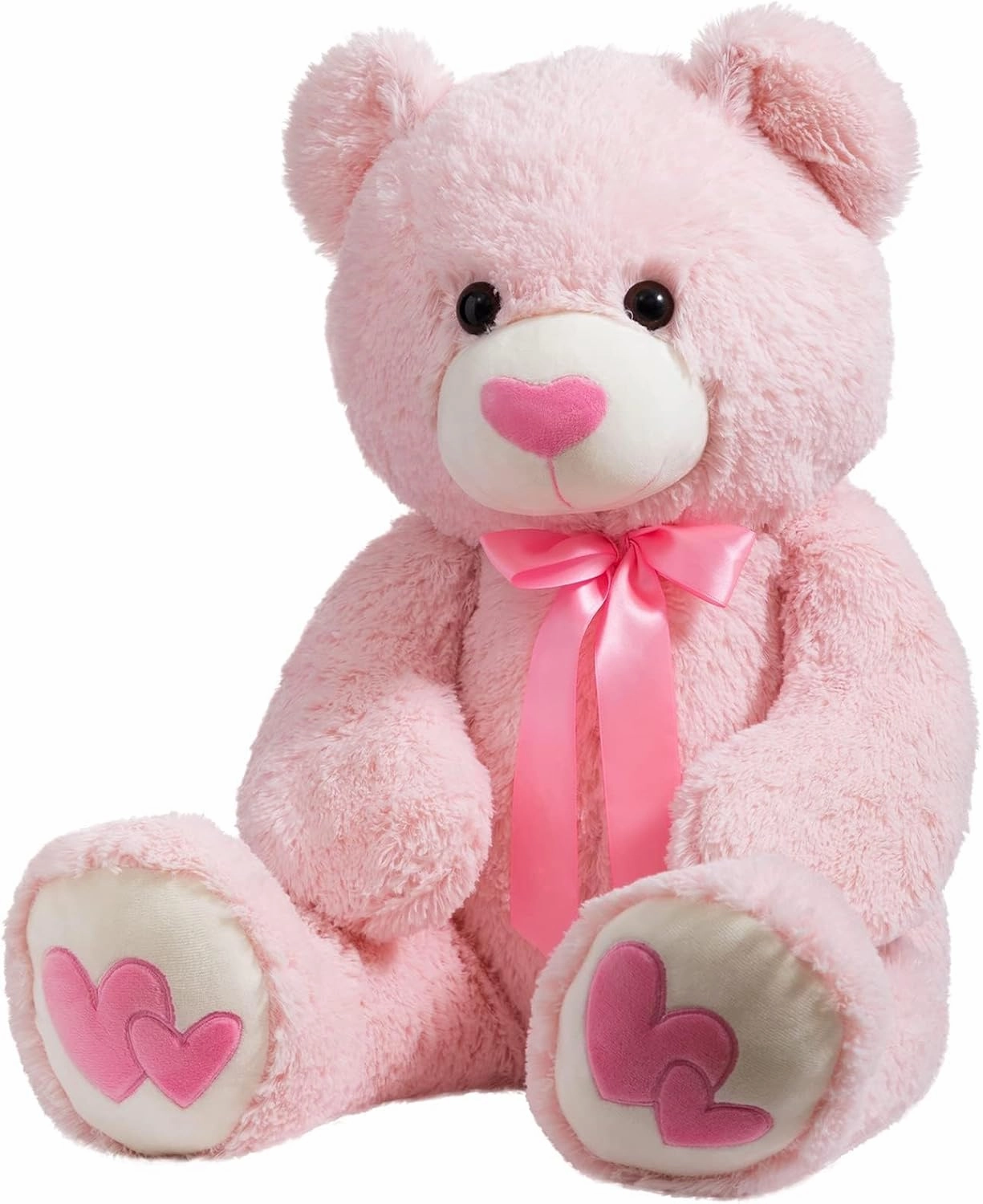 HollyHOME Giant Teddy Bear Stuffed Animal Large Bear Plush with Red Heart for Girlfriend and Kids Holiday Toy Gift 36 inch Pink