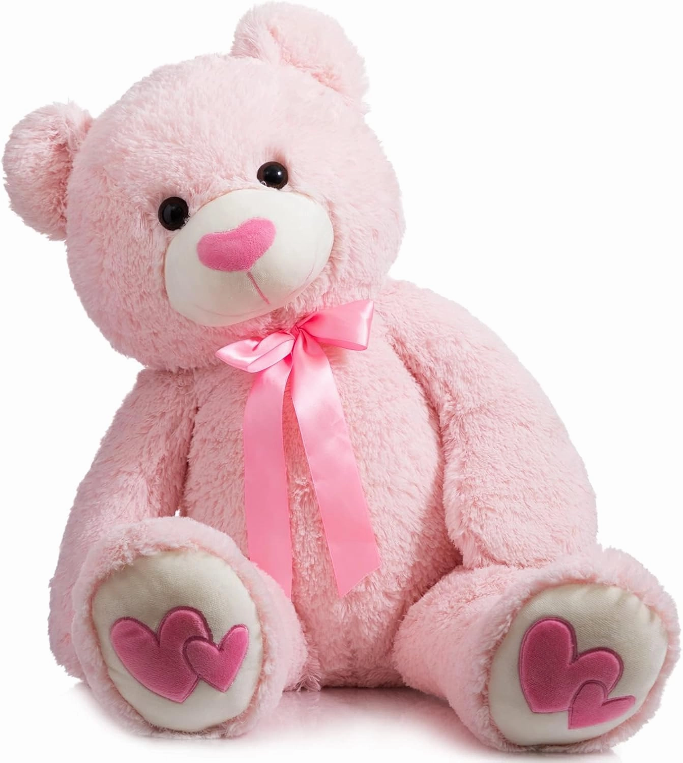HollyHOME Giant Teddy Bear Stuffed Animal Large Bear Plush with Red Heart for Girlfriend and Kids Holiday Toy Gift 36 inch Pink