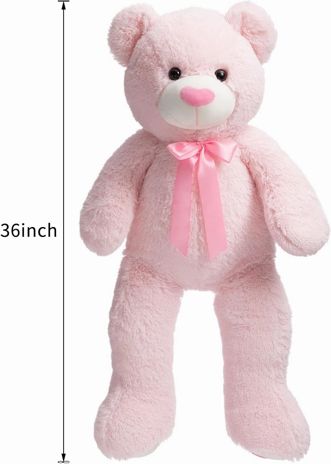 HollyHOME Giant Teddy Bear Stuffed Animal Large Bear Plush with Red Heart for Girlfriend and Kids Holiday Toy Gift 36 inch Pink