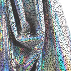 Hologram Metallic Foil Stretch Fabric Snakeskin Pattern(Silver 2yards)