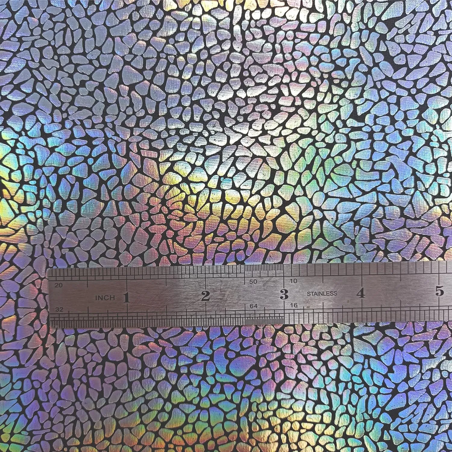 Hologram Metallic Foil Stretch Fabric Snakeskin Pattern(Silver 2yards)