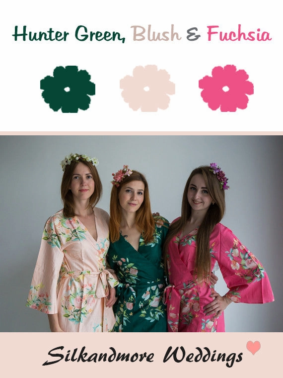 Hunter Green, Blush and Fuchsia Wedding Color Palette