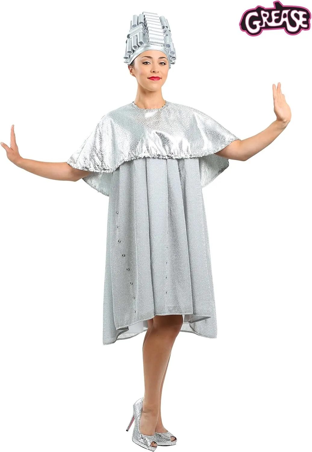 Iconic Grease Beauty School Dropout Women's Costume with Silver Cape & Foam Hat | Step Back in Time