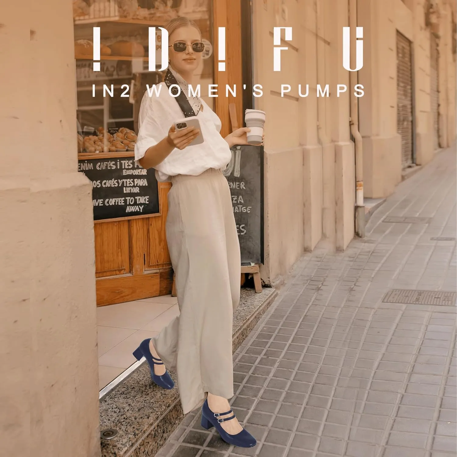 IDIFU IN2 Mary Jane Shoes Women Dress Shoes Women's Pumps Chunky Low Block Heels Square Closed Toe Strappy Wedding Business Bride Comfortable Short Graduation Two Strap Cute Vintage Heels Pumps Shoes