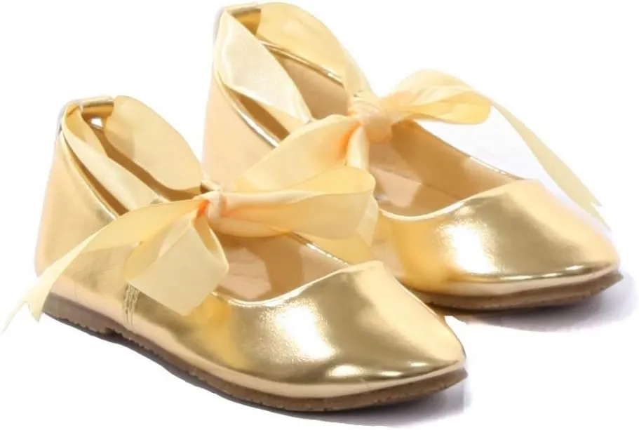 iGirlDress Dazzling Ballerina Flats Shoes with Satin Ribbon Ties