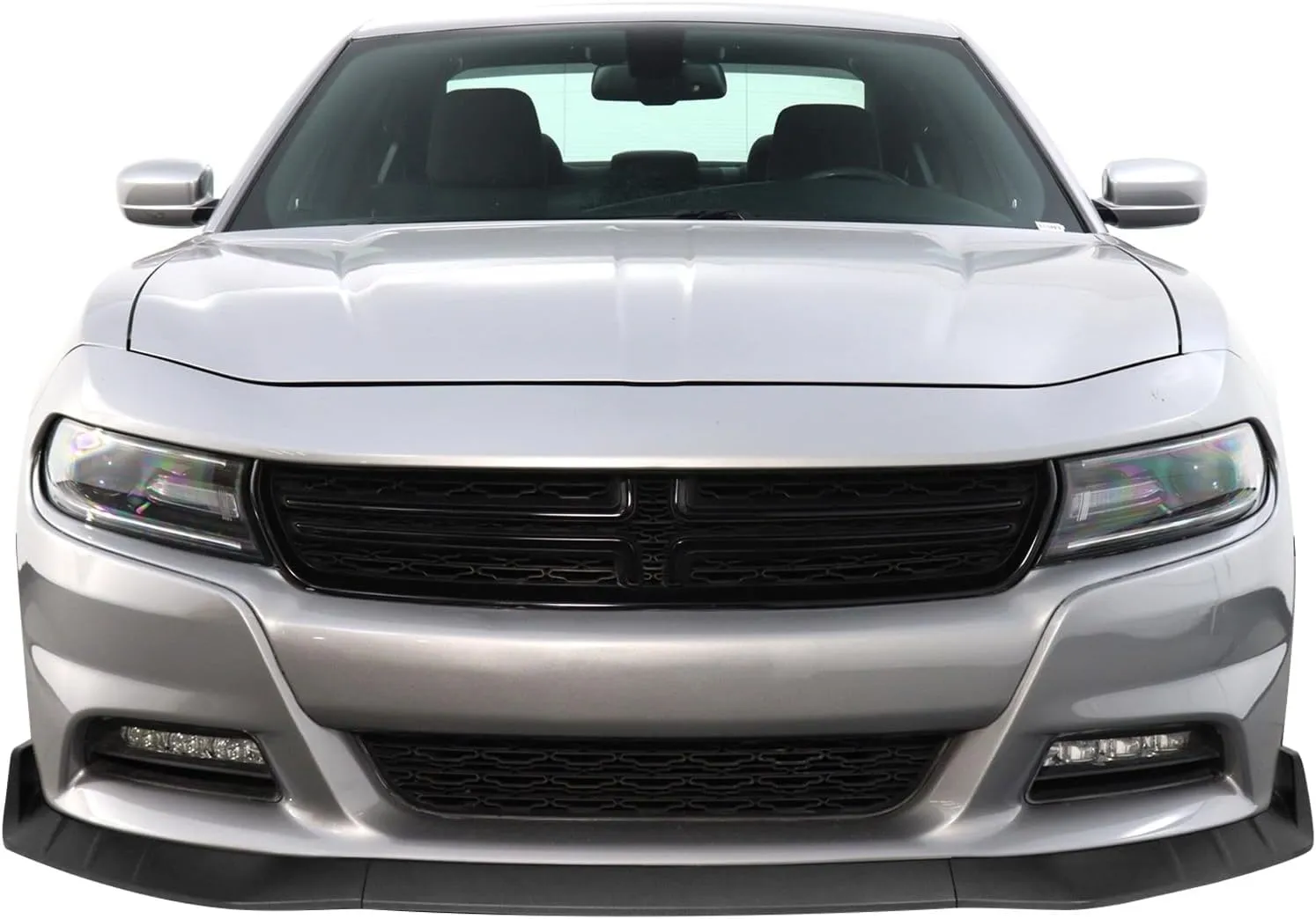 IKON MOTORSPORTS, Front Bumper Lip Compatible with 2015-2023 Dodge Charger, IKON V3 Style Painted #PSE, SSE Atomic Silver Metallic ABS Front Air Dam Chin Spoiler Splitter 3PCS, 2016 2017 2018 2019