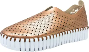 Ilse Jacobsen HORNBAEK Women's Tulip U0010 Metallic Platform | Slip-On | Low-Top (Rose Gold, 8)