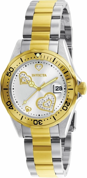 Invicta Women's Pro Diver Stainless Steel Japanese-Quartz Watch with Two-Tone-Stainless-Steel Strap, Gold, 18 (Model: 12287, 12505)