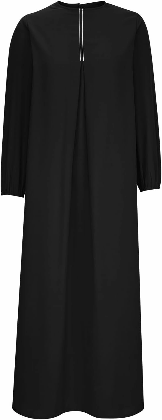 Islamic Dress for Women Solid Color Abaya Muslim Long Sleeve Prayer Dress Casual Plus Size Fashion Loose Fit Dresses