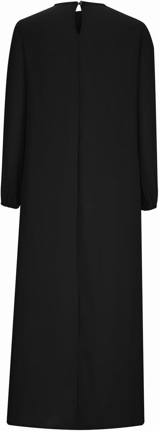 Islamic Dress for Women Solid Color Abaya Muslim Long Sleeve Prayer Dress Casual Plus Size Fashion Loose Fit Dresses