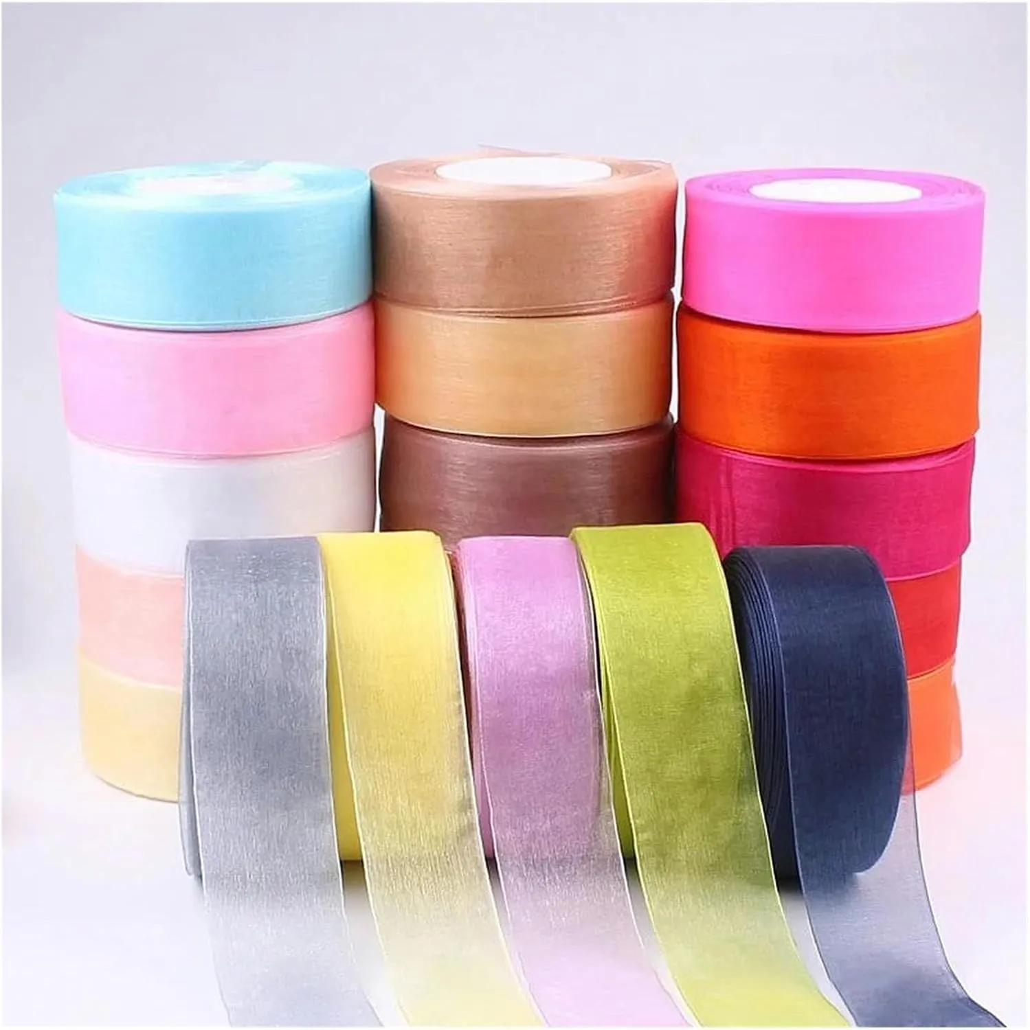 Ivory Satin,Christmas Ribbons, Stain Wrap Ribbon Christmas Day Decorative Ribbon Organza Ribbon for Wrapping Home DIY Packaging Wedding(Pink,12mm Organza)