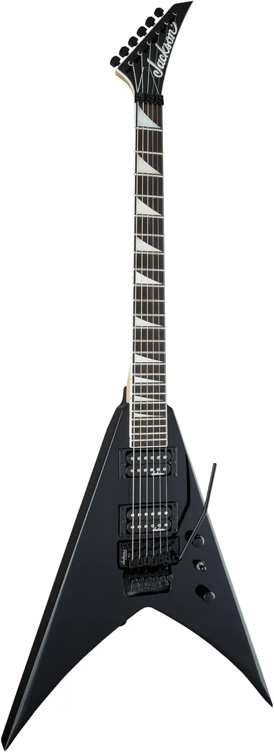 Jackson King V JS32 Electric Guitar - Gloss Black Bundle with Cable, Tuner, Strap, Picks, and Austin Bazaar Instructional DVD