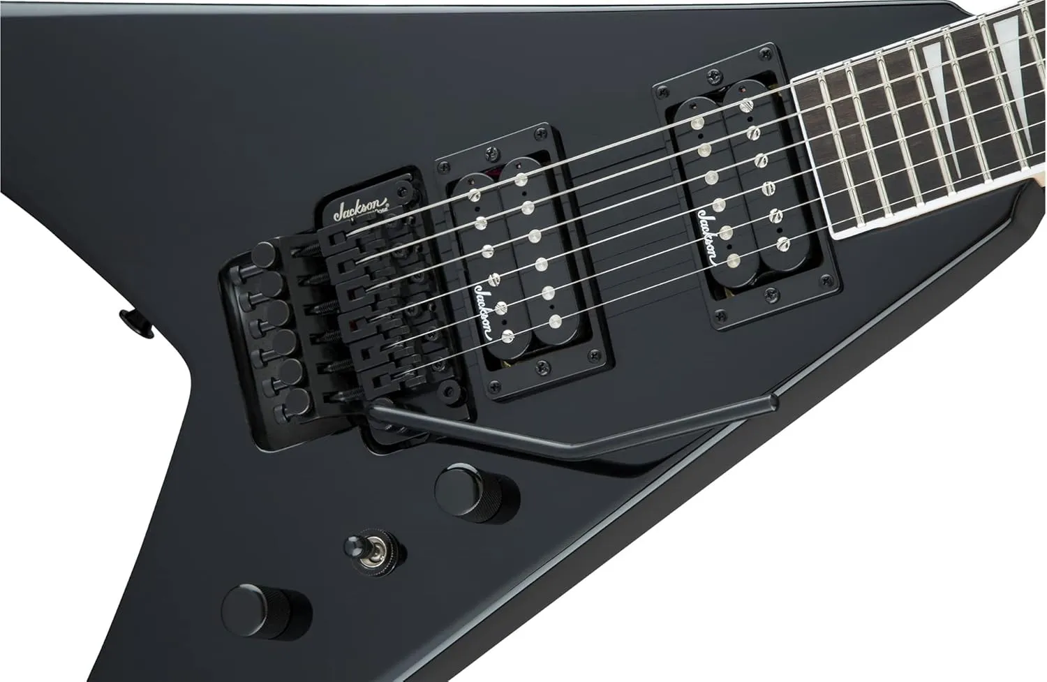 Jackson King V JS32 Electric Guitar - Gloss Black Bundle with Cable, Tuner, Strap, Picks, and Austin Bazaar Instructional DVD