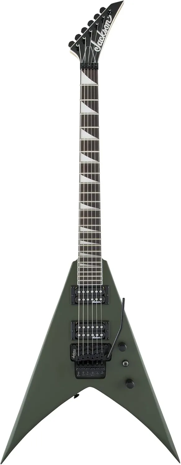 Jackson King V JS32 Electric Guitar - Matte Army Drab Bundle with Cable, Tuner, Strap, Picks, and Austin Bazaar Instructional DVD