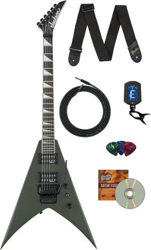 Jackson King V JS32 Electric Guitar - Matte Army Drab Bundle with Cable, Tuner, Strap, Picks, and Austin Bazaar Instructional DVD