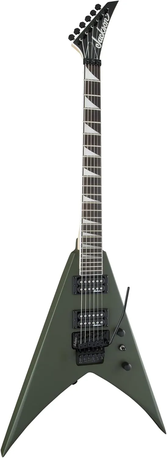 Jackson King V JS32 Electric Guitar - Matte Army Drab Bundle with Cable, Tuner, Strap, Picks, and Austin Bazaar Instructional DVD