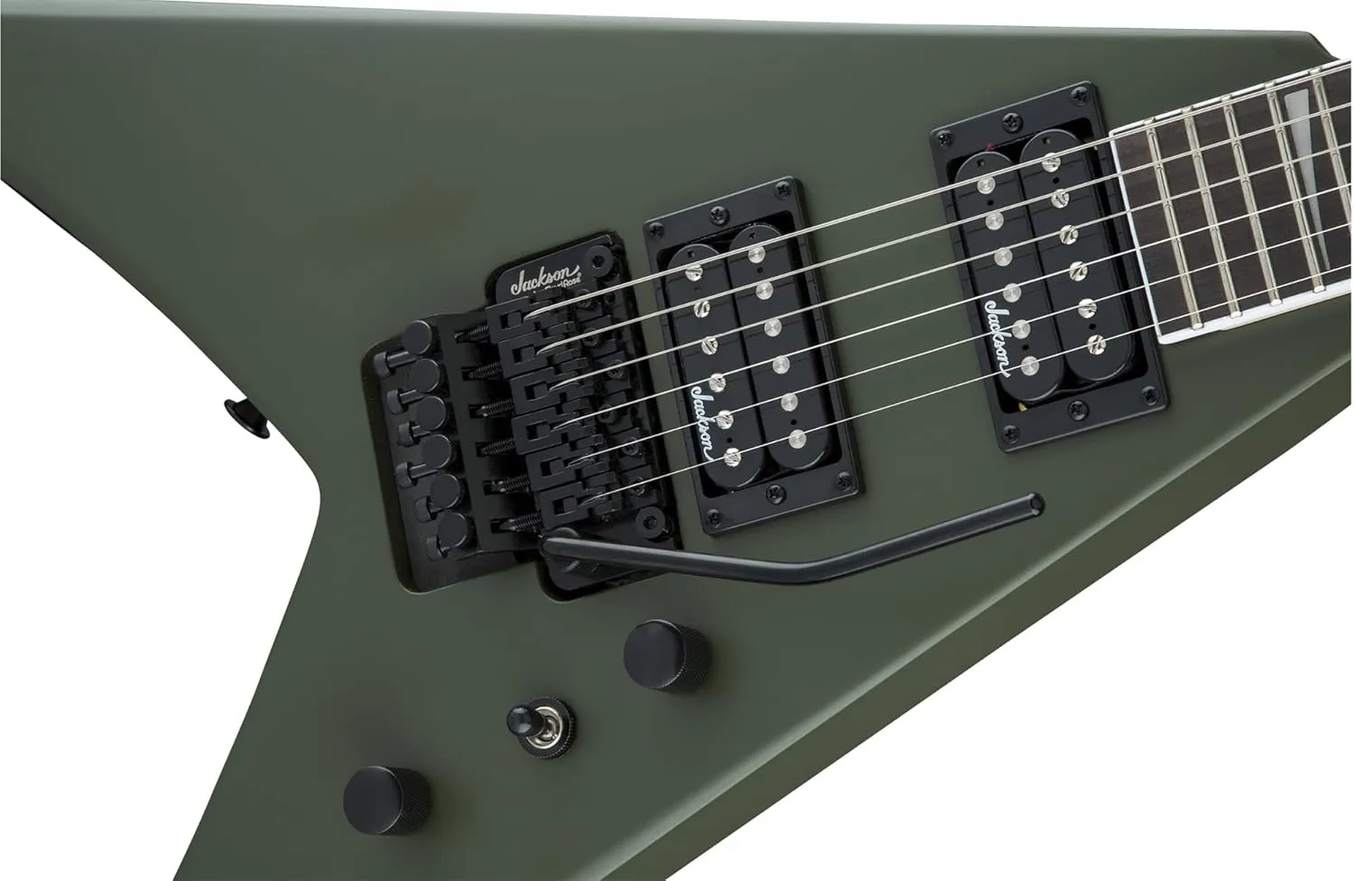 Jackson King V JS32 Electric Guitar - Matte Army Drab Bundle with Cable, Tuner, Strap, Picks, and Austin Bazaar Instructional DVD