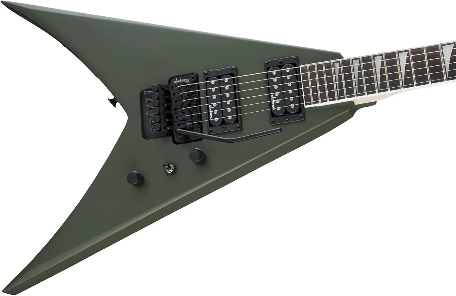 Jackson King V JS32 Electric Guitar - Matte Army Drab Bundle with Cable, Tuner, Strap, Picks, and Austin Bazaar Instructional DVD