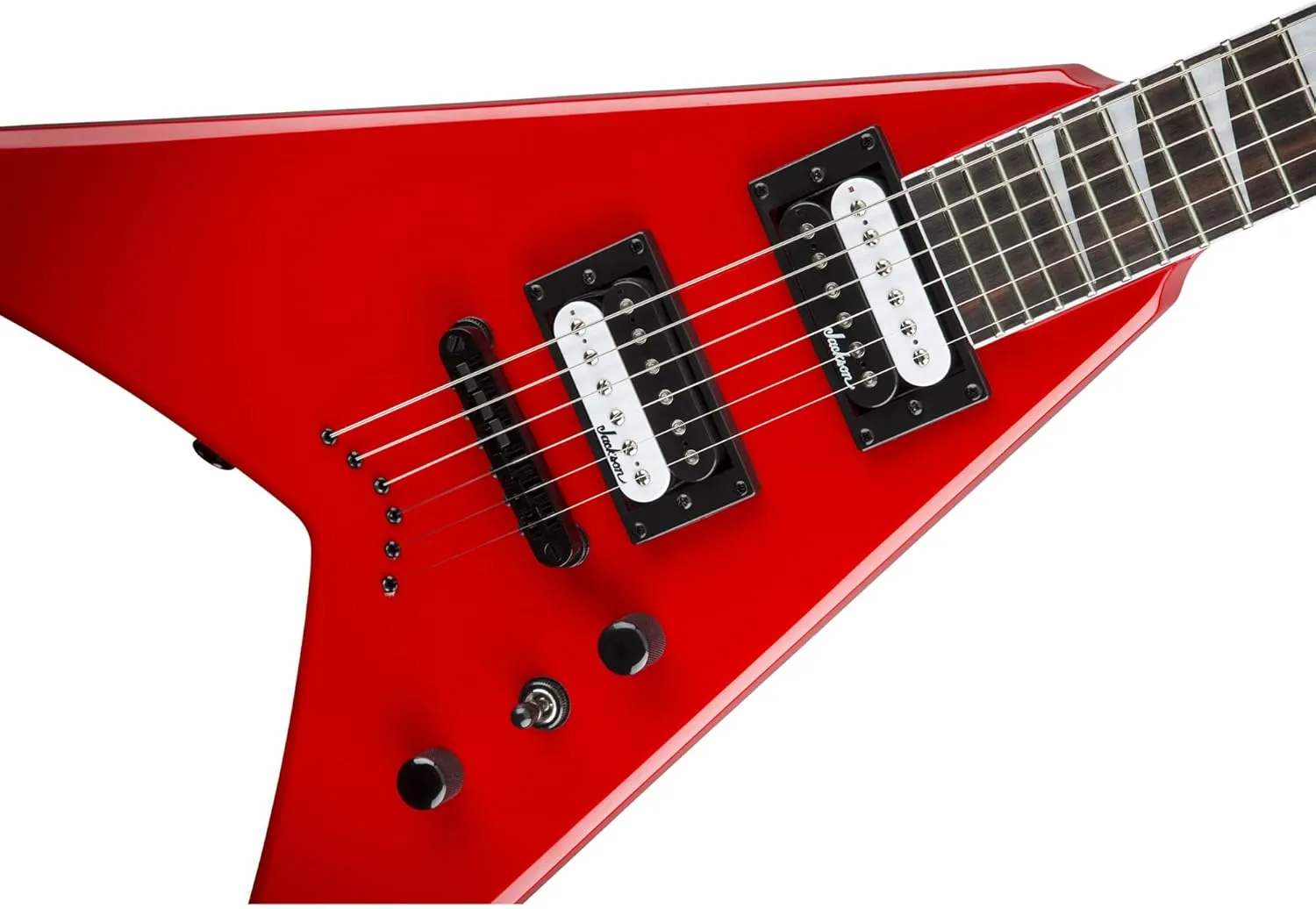 Jackson King V JS32T Electric Guitar - Ferrari Red Bundle with Cable, Tuner, Strap, Picks, and Austin Bazaar Instructional DVD