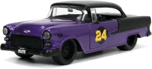 Jada Toys Bigtime Muscle 1:24 1955 Chevy Bel-Air Die-cast Car – Opening Doors, Hood, Trunk, Rubber Tires(Metallic Purple/Gold)