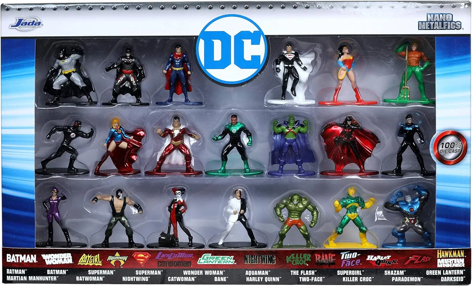 JADA Toys DC Comics 1.65" Die-cast Metal Collectible Figures 20-Pack Wave 3, Toys for Kids and Adults, Silver