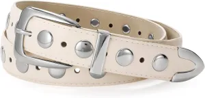 JASGOOD Women Leather Belt Fashion Studded Belt Ladies Punk Belt Vintage Leather Belt for Jeans Dress