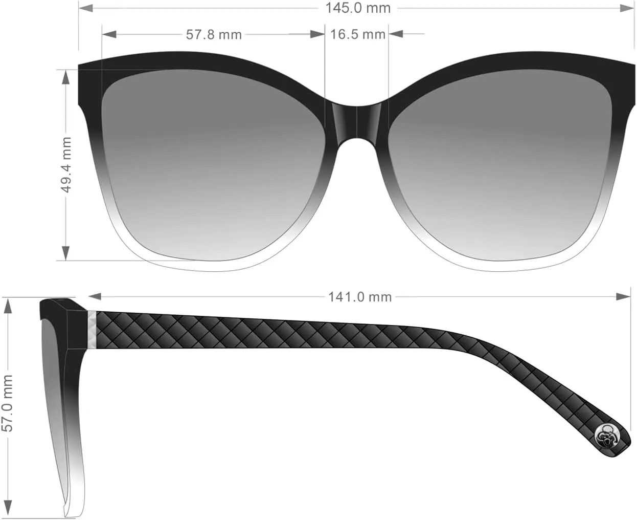 Jessica Simpson J5823 Quilted Women's Rectangular Sunglasses with 100% Uv Protection. Glam Gifts for Her, 57.8 Mm