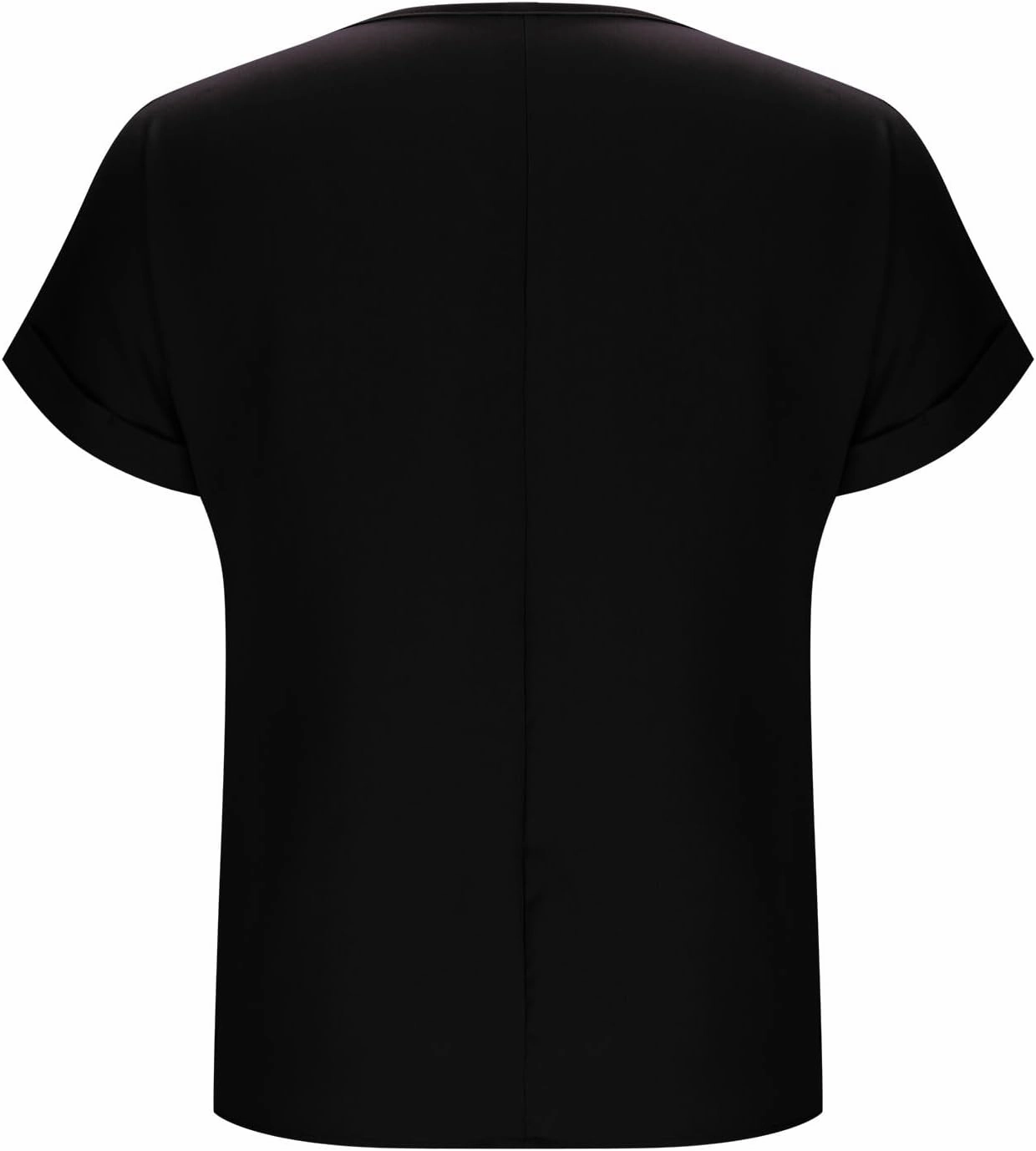 JOAU Women's Zip Front Crew Neck Shirts Dressy Casual Loose Rolled Short Sleeve Blouse Lightweight Elegant Work Tunic Top