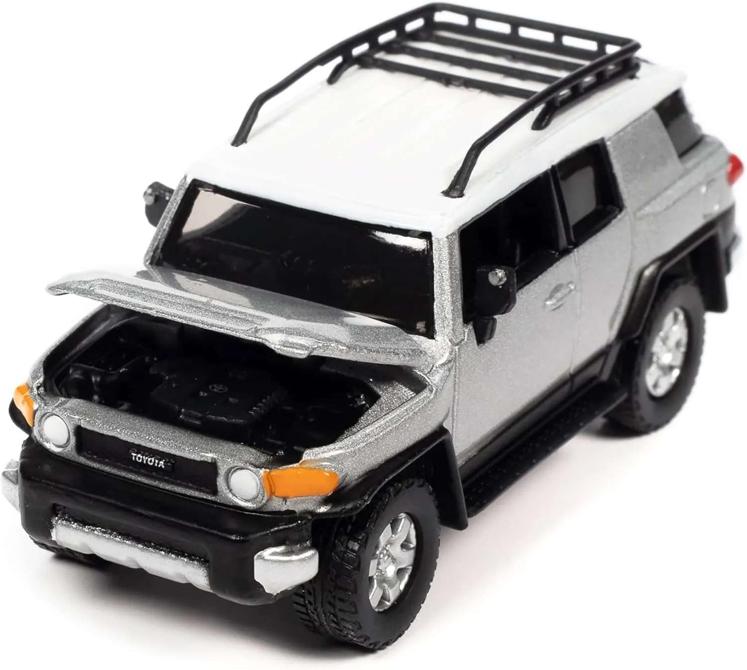 Johnny Lightning 2007 Toyota FJ Cruiser Titanium Silver Metallic with White Top and Roofrack Classic Gold Collection Series Limited Edition 1/64 Diecast Model Car