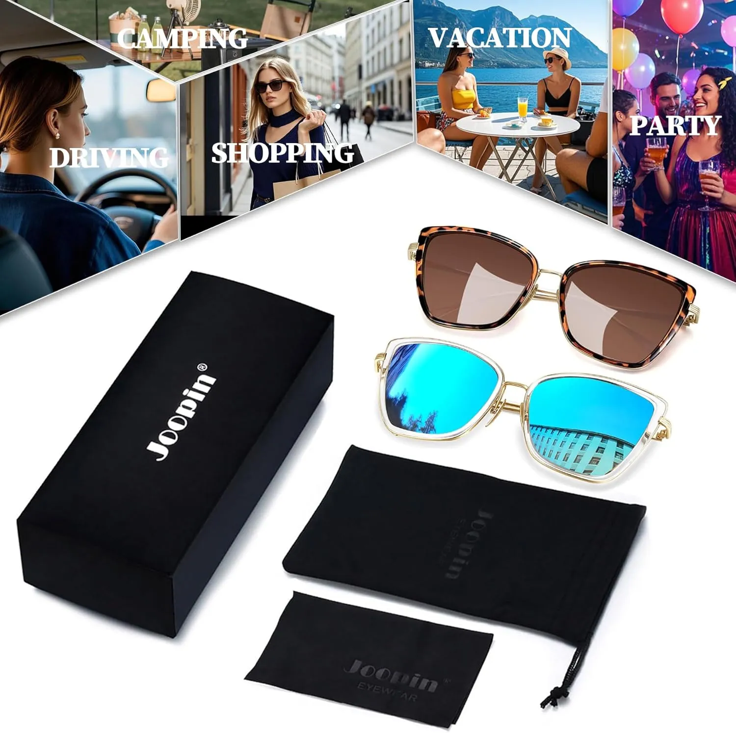 Joopin Oversized Cateye Sunglasses for Women Fashion Cat Eye Sun Glasses UV Protection Ladies Shades Sunnies