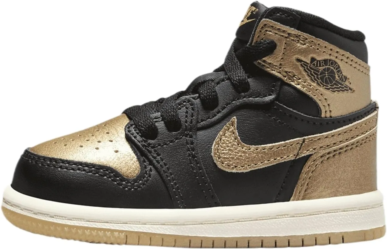 Jordan 1 Retro High OG Baby/Toddler Shoes (FD1413-071, Black/Sail/Metallic Gold)