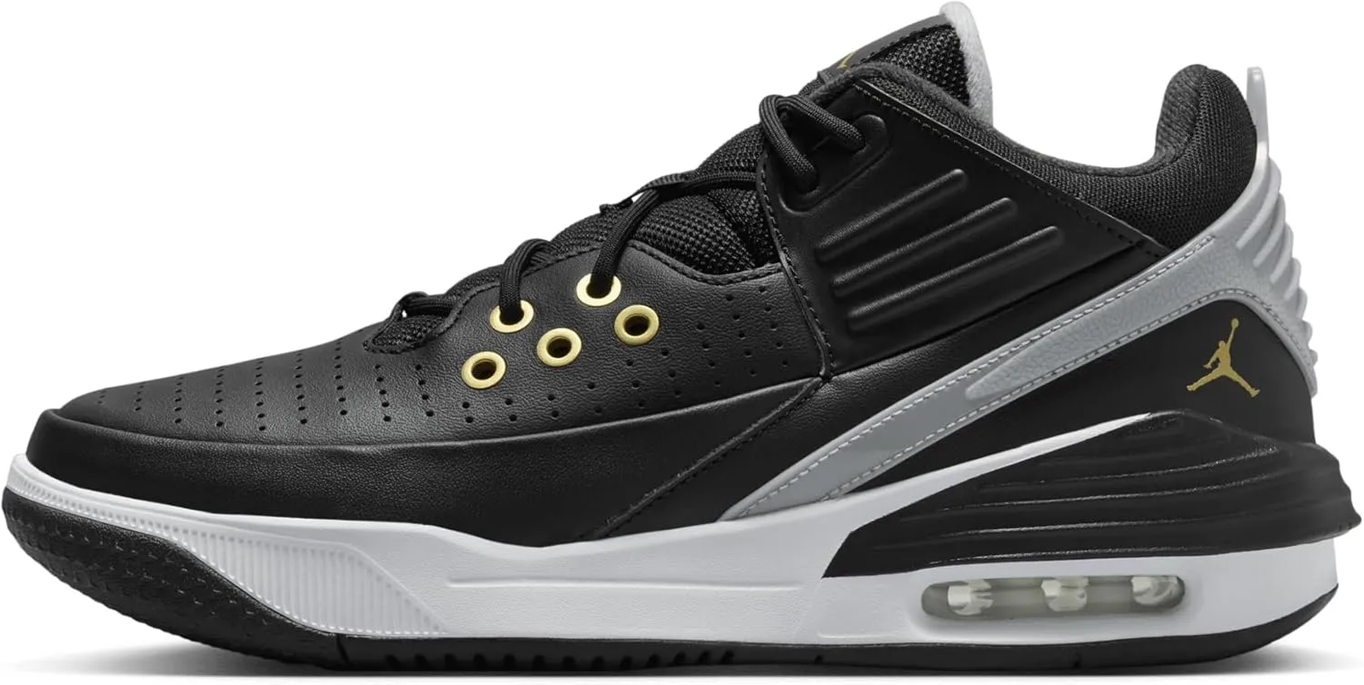 Jordan Max Aura 5 Men's Shoes (DZ4353-017, Black/White/Wolf Grey/Metallic Gold)