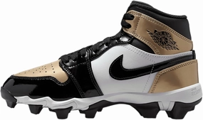 Jordan 1 Mid Little/Big Kids' Cleats (HF6883-701, Metallic Gold/White/Black)