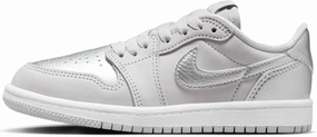 Jordan 1 Retro Low Silver Little Kids' Shoes (FQ5436-002, Neutral Grey/White/Metallic Silver) Size 12.5