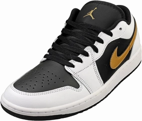 Jordan Men's 1 Low White/Metallic Gold-Black (553558 172) - 12