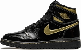 Jordan Youth Air 1 Retro High OG GS 575441 032 Black Metallic Gold - Size 5Y