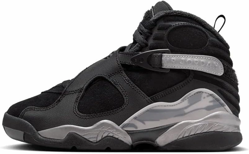 Jordan Youth Air 8 Winterized Gs Black - Black/Gunsmoke-Metallic Silver - Size 5.5Y