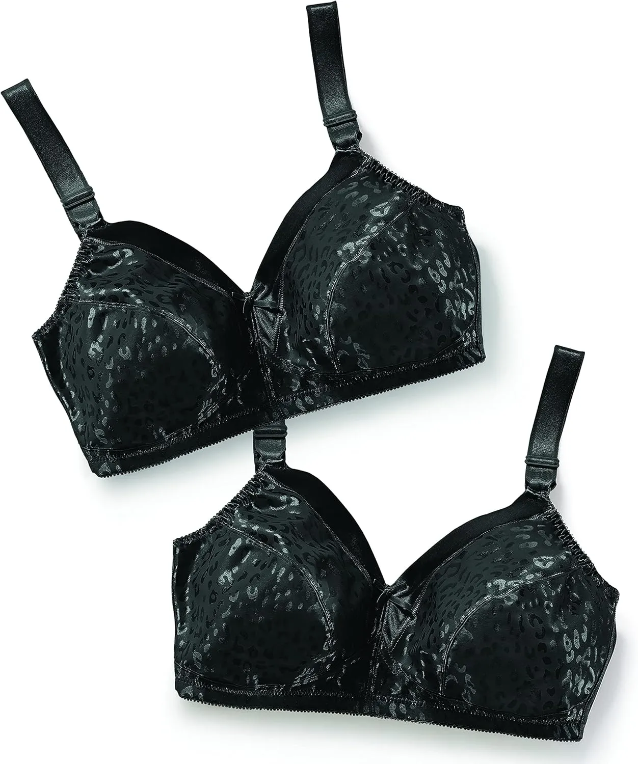 Just My Size Wireless Bra Pack, Full Coverage, Leopard Satin, Wirefree Plus-Size Bra, (Sizes from 32C to 50DD)
