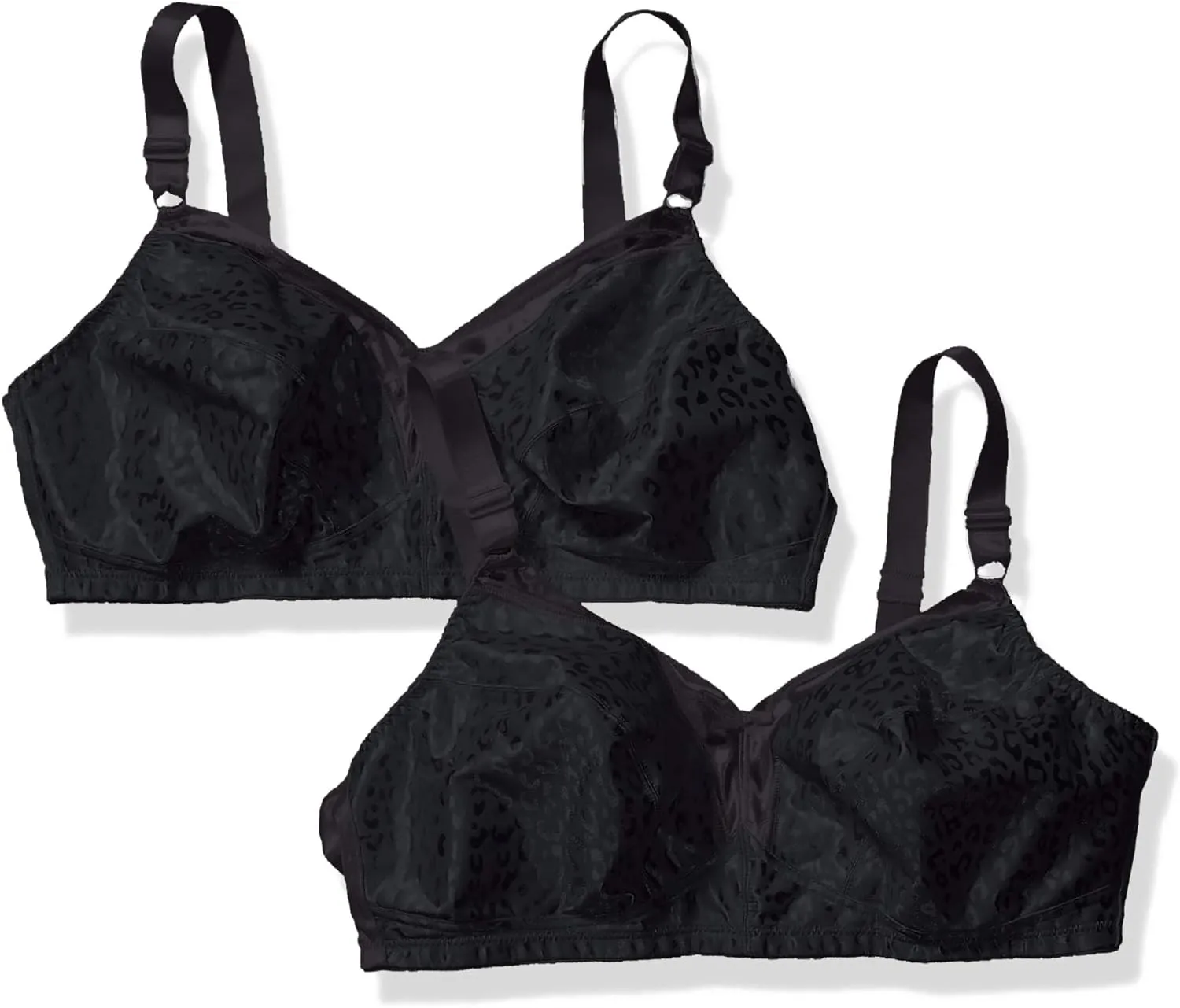 Just My Size Wireless Bra Pack, Full Coverage, Leopard Satin, Wirefree Plus-Size Bra, (Sizes from 32C to 50DD)