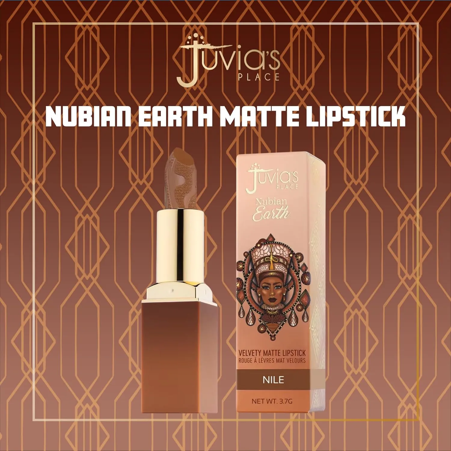 Juvia's Place Nubian Earth Matte Lipstick Nile - Hydrating, Long-lasting, Richly Pigmented Lip Makeup, Creamy Lipstick with Matte Finish, Beauty & Lip Care Product