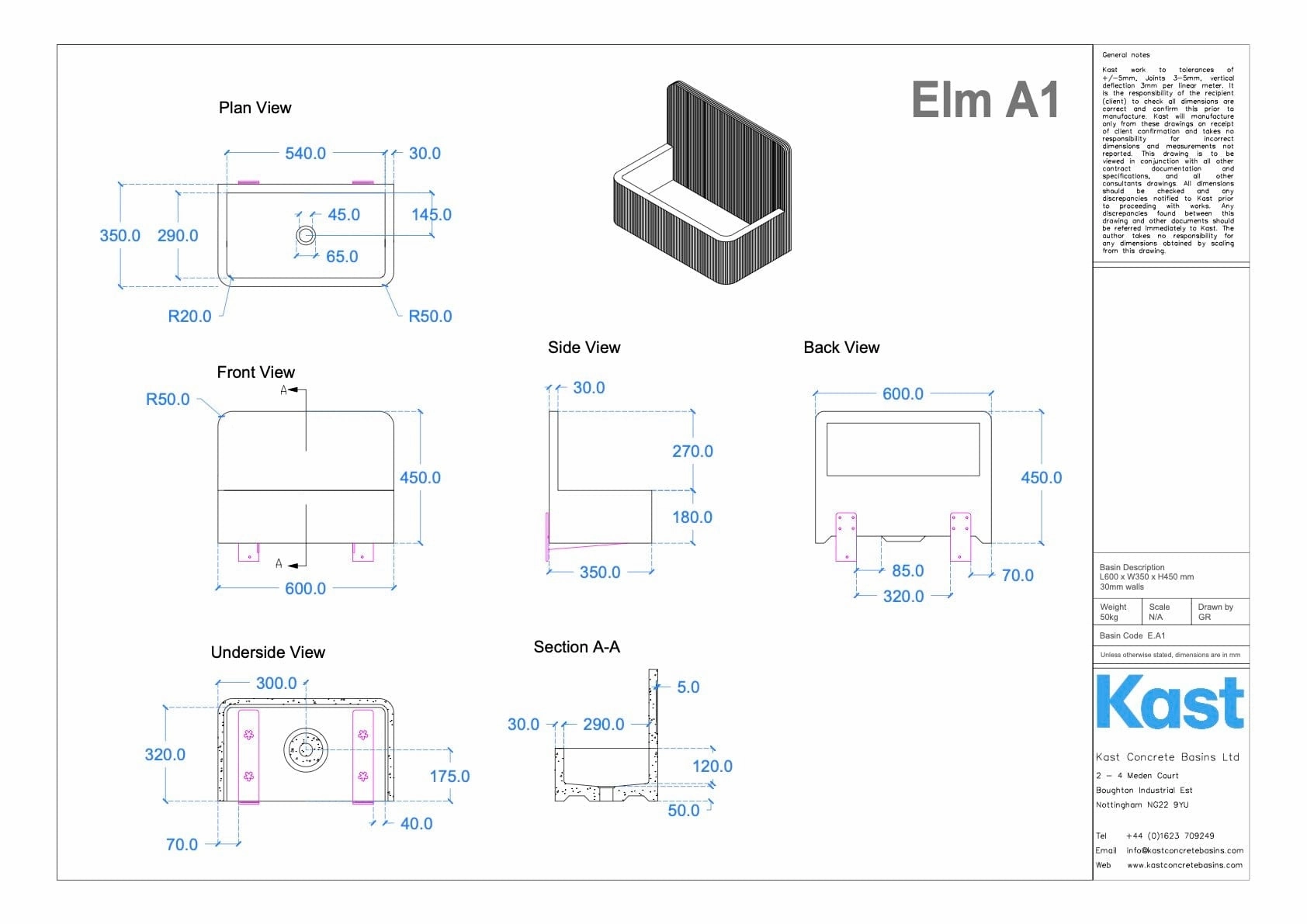 Kast Elm Concrete Basin