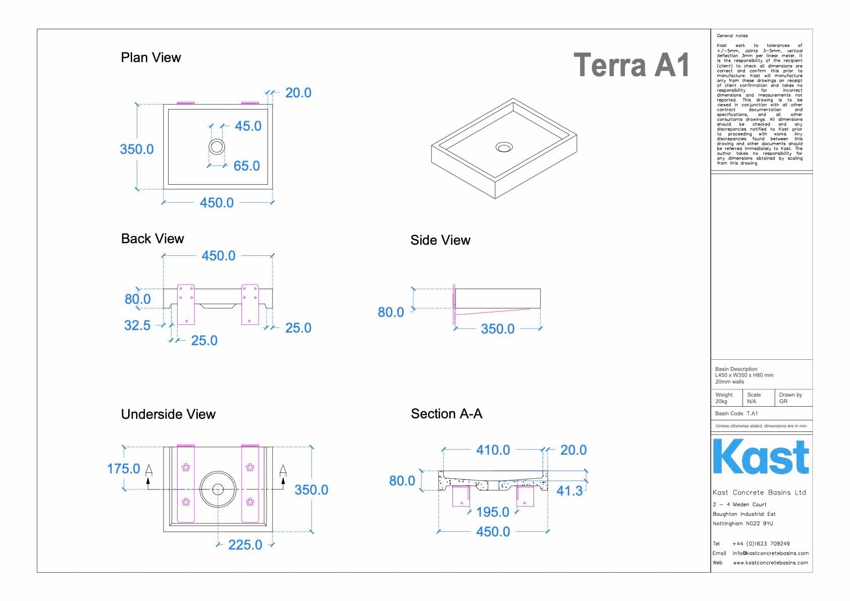 Kast Terra Concrete Basin