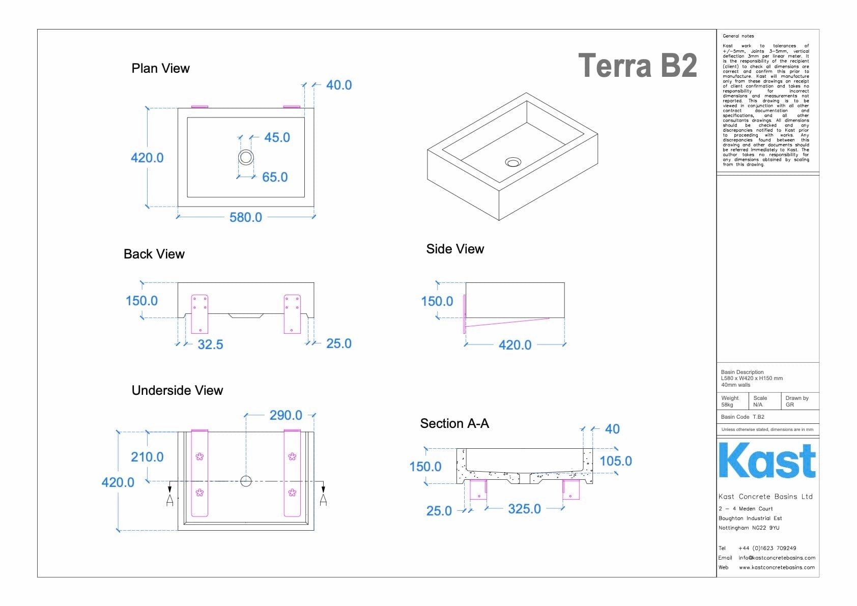 Kast Terra Concrete Basin