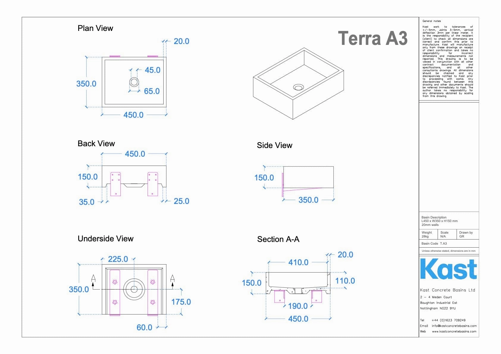 Kast Terra Concrete Basin