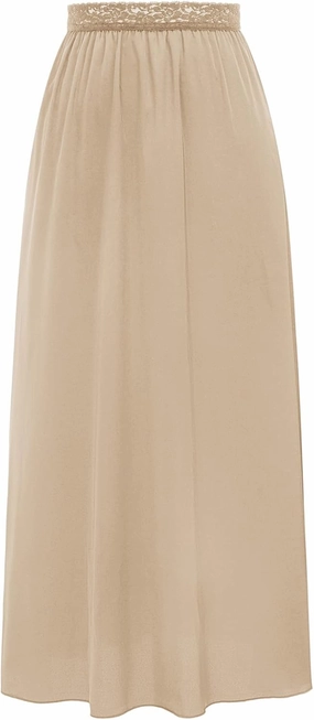 Kate Kasin Half Slips for Women Anti-Static Satin Underskirt Full Length Nude Skirt Lace Trim Short Slips for Under Dresses