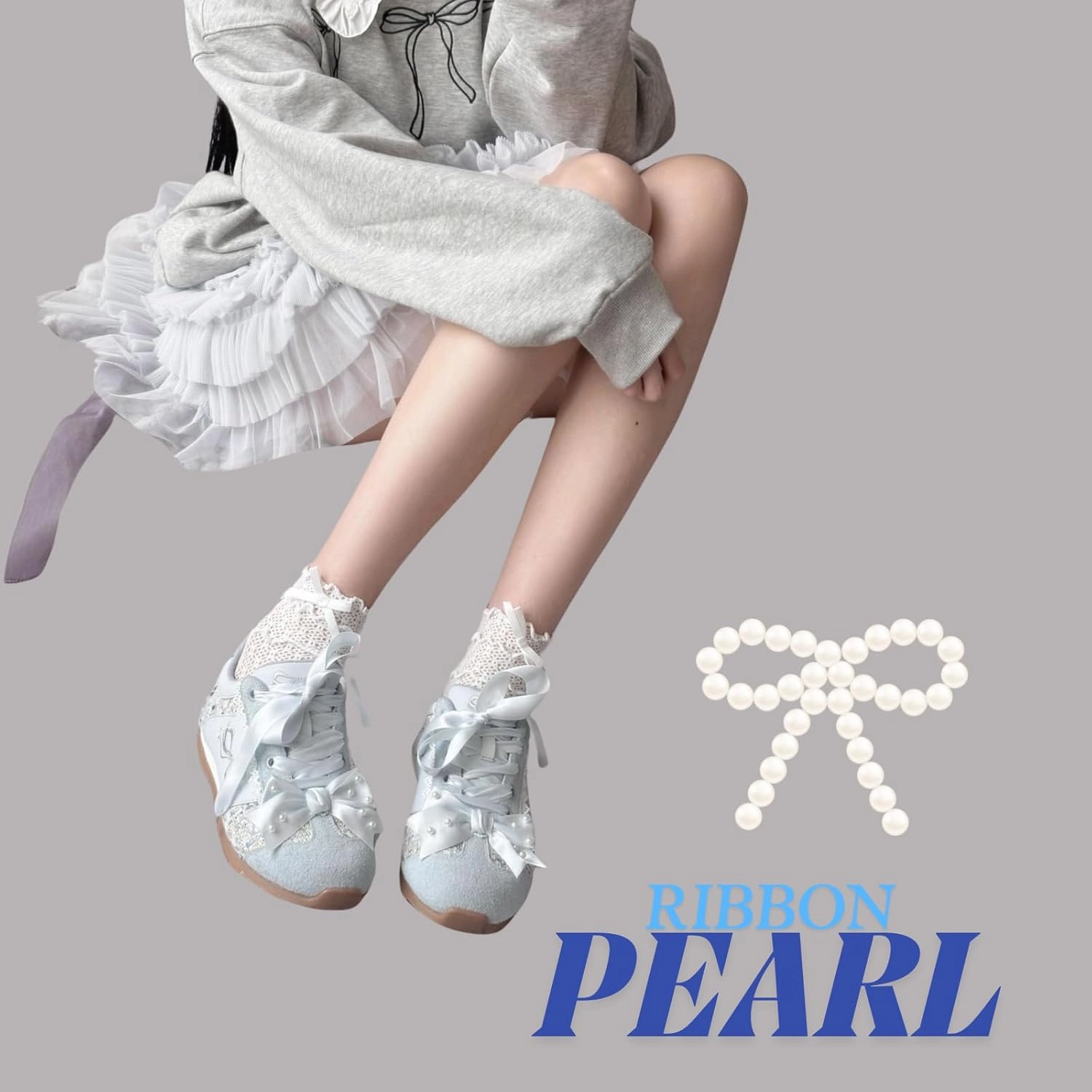 Kawaii Platform Shoes – Chunky Sneakers for Women, Aesthetic Ballet-Inspired Shoes with Bow & Pearls, Cute Fashion Backpack-Inspired Trainers