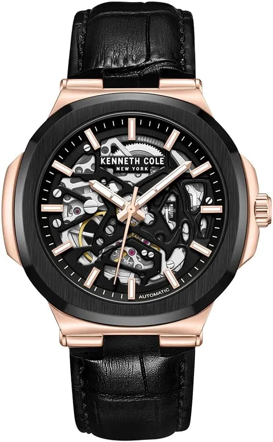 Kenneth Cole New York Men's Watch - Luxury, Stainless Steel, Automatic Self-Winding, Water-Resistant, Single Layer- Dial Type, Clasp Type -Buckle Strap, Sleek Design Analog Watch for Men