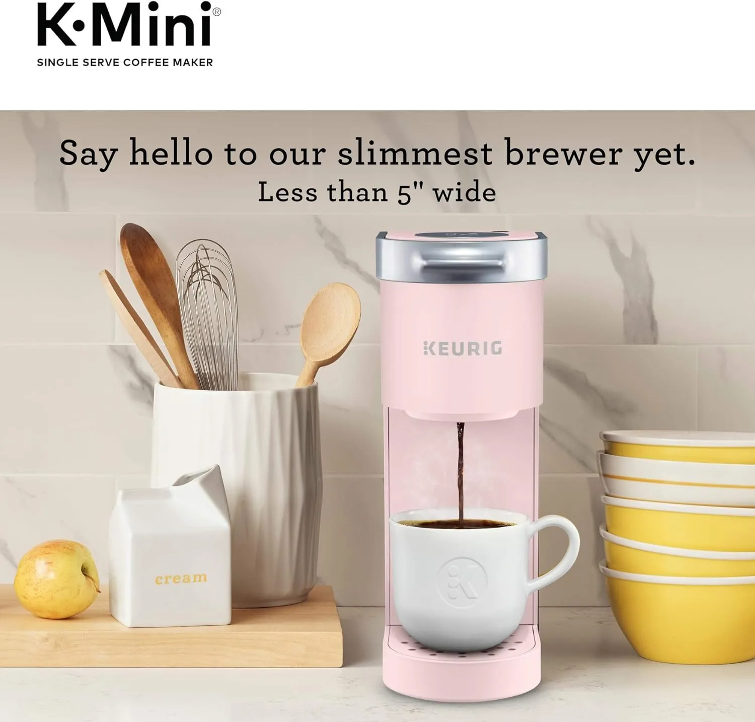 Keurig K-Mini Single Serve K-Cup Pod Coffee Maker, 6 to 12oz Brew size, with Cord Storage, Perfect for Small Spaces, Dusty Rose