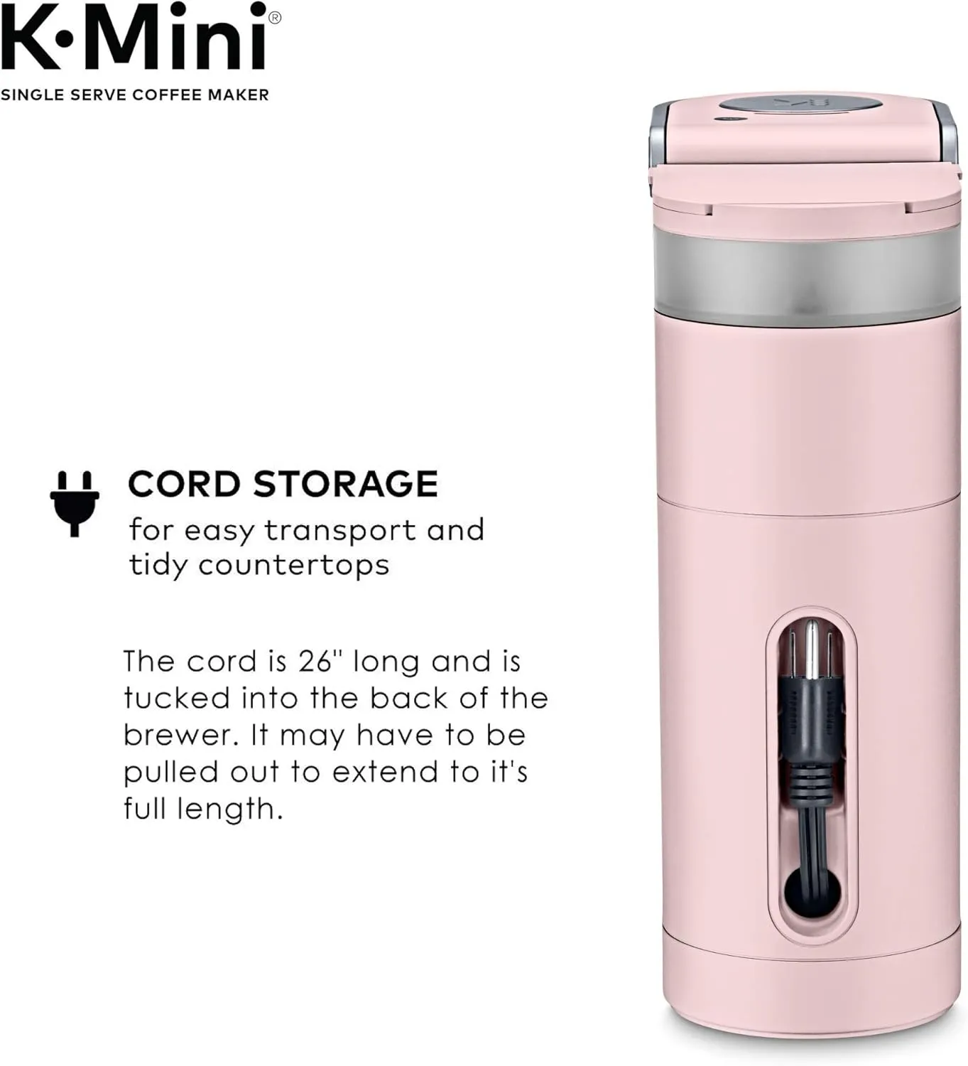 Keurig K-Mini Single Serve K-Cup Pod Coffee Maker, 6 to 12oz Brew size, with Cord Storage, Perfect for Small Spaces, Dusty Rose