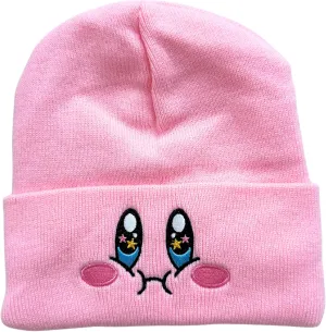Kid-by Satin Lined Knit Beanie Cute Anime Hat with Embroidered Face, Acrylic with Silk Lining for Women & Men